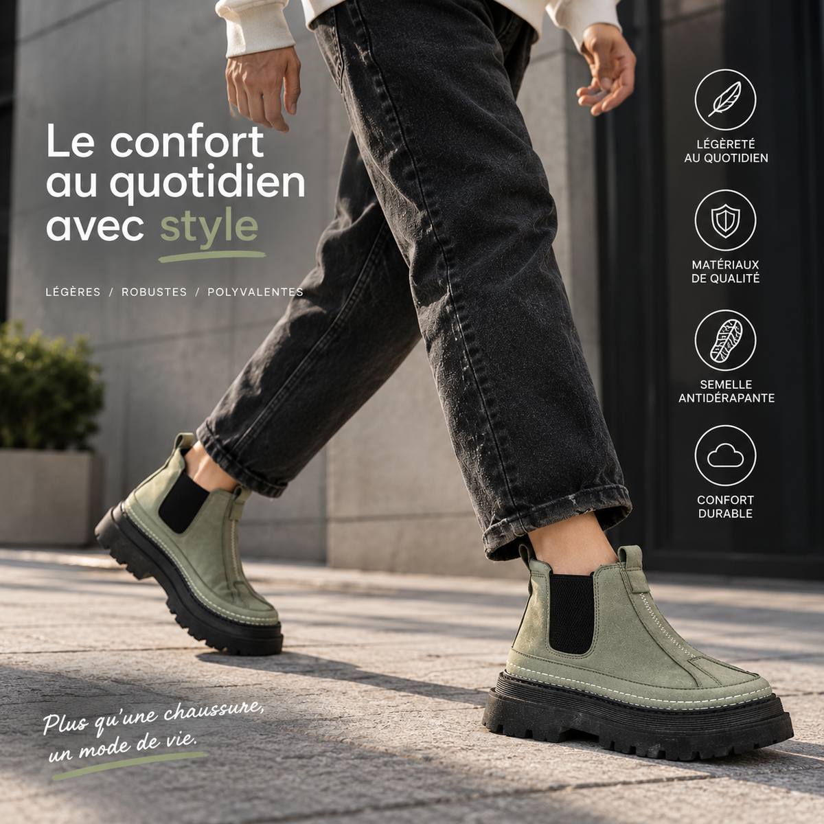 Bottines Chelsea Plateforme en Cuir